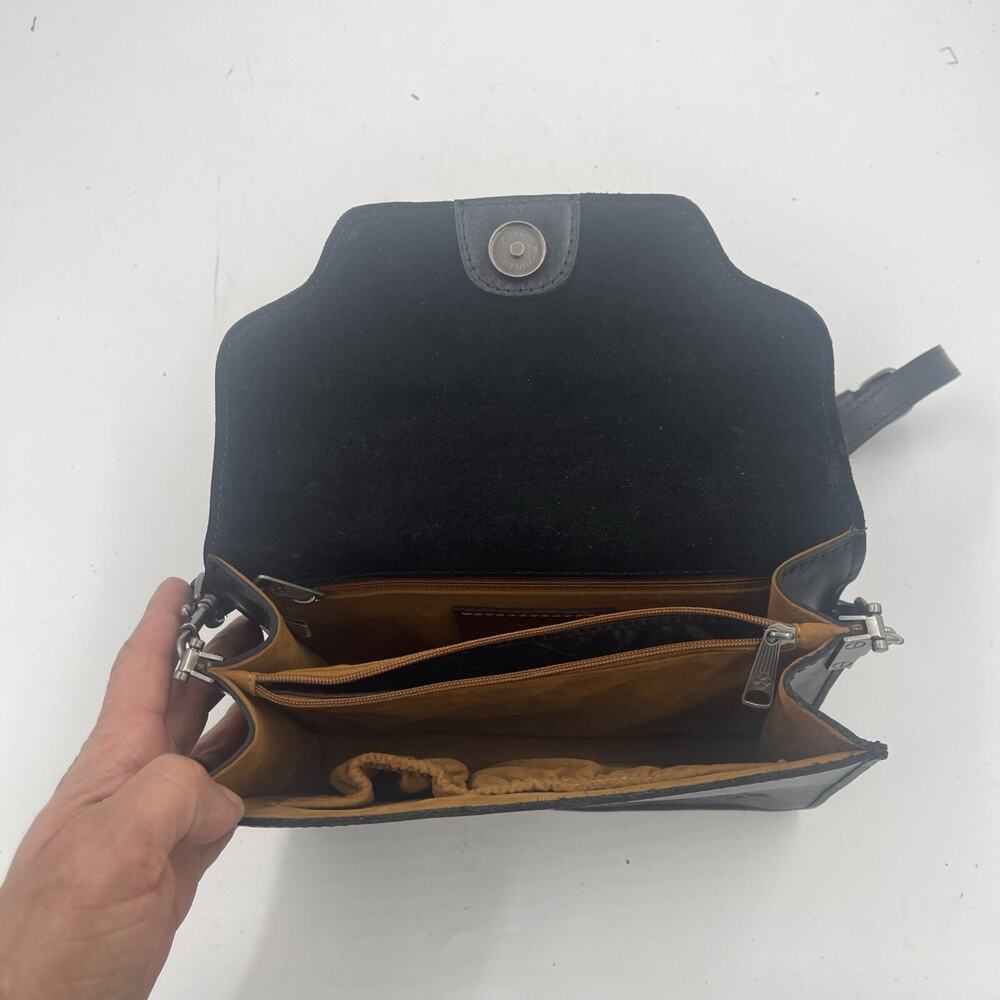 Patricia Nash Porcili Black Leather Crossbody Purse Top Handle - Picture 6 of 9